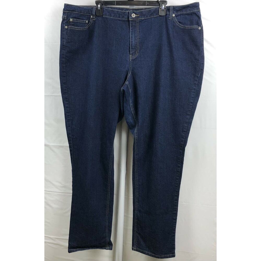 Ashley Stewart Denim Jeans Women Plus 26W Dark Blue Stretch Cotton Straight Leg